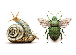 Icon Image B Saris A Moore Imaginary Land Snail and Beetle like insect 600 x 430